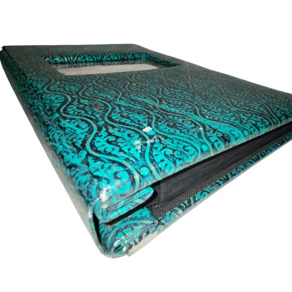 Vintage Photo Album Vertical Rectangular Plastic Pockets Dark Teal Blue *read* - Picture 3 of 8